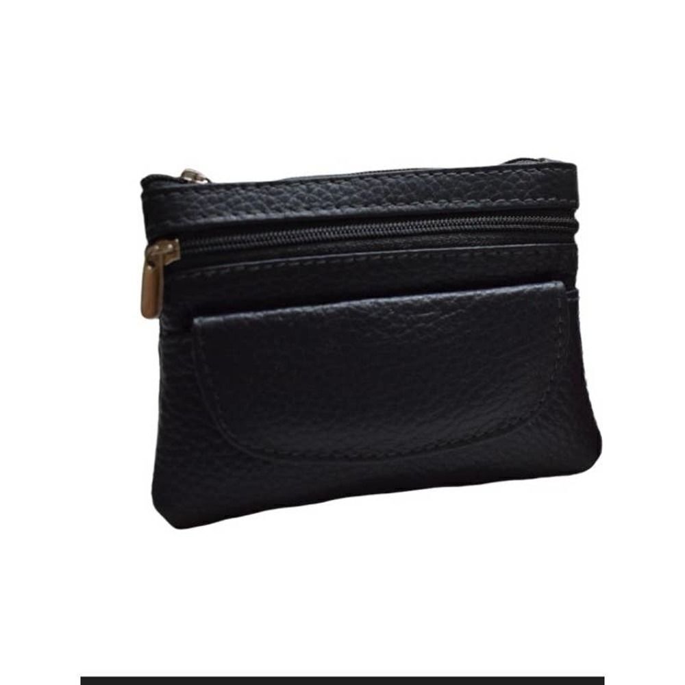Women's genuine leather coin purse and credit card wallet with key chain holder